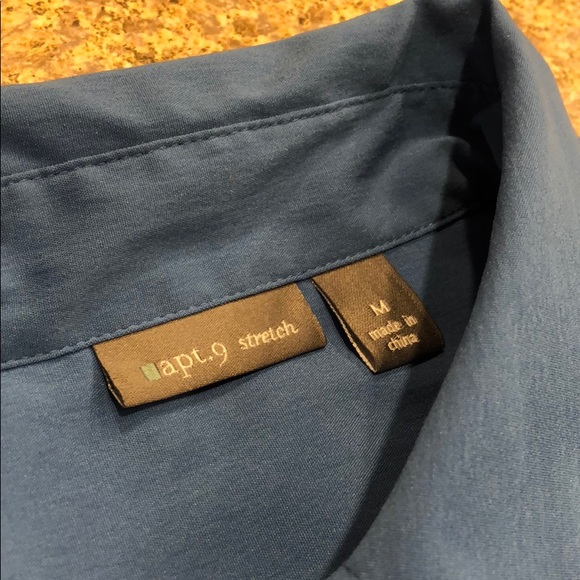 Apt. 9 Stretch Blue Button Up Top - Size Medium - Picture 2 of 11